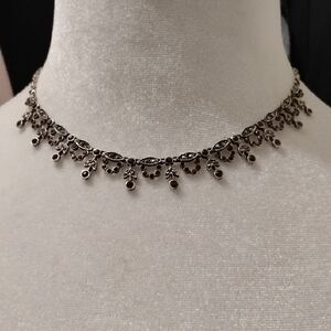 Sterling Silver Garnet Choker Necklace